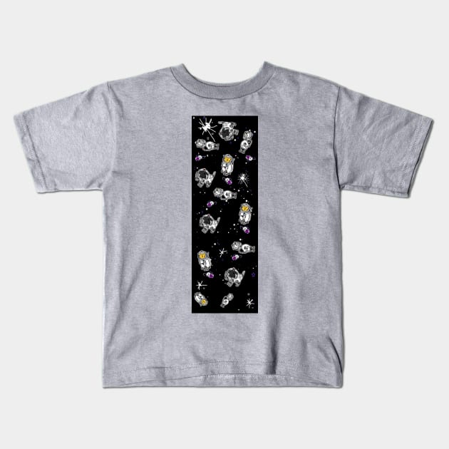 Sci Fi Astronaut Animals Floating In Tall Space Kids T-Shirt by ellenhenryart